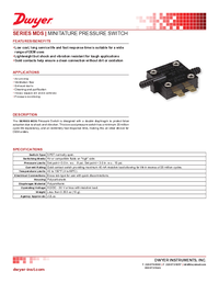 Thumbnail of document Data Sheet - MDS Miniature Pressure Switch